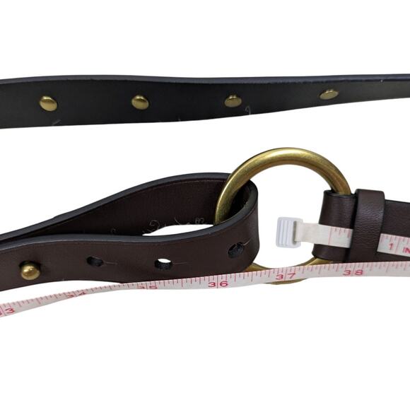 CABI Brown Leather Gold Tone Bridle Bit Studded Belt Size Medium - Picture 4 of 13